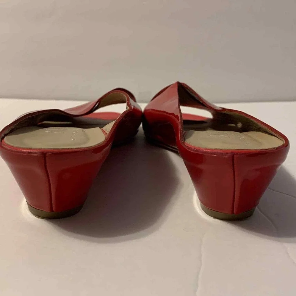 AGL Red Patent‎ Leather Slip On Sandals Open Toe Women's EU Size 38.5